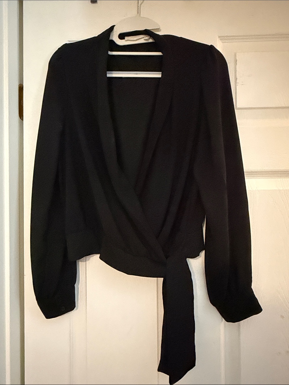 Lush Black Wrap Blouse